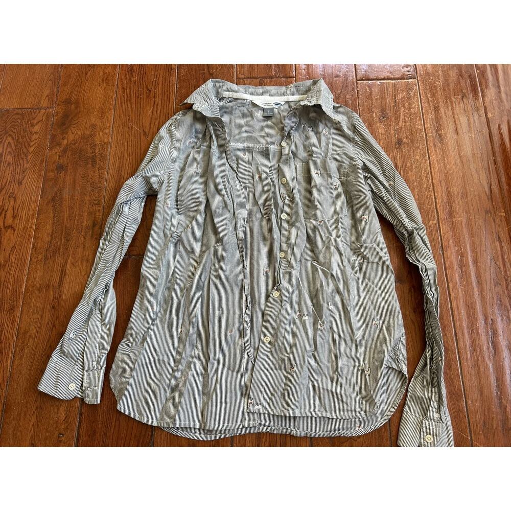 Old Navy 100% Cotton The Classic Shirt Seersucker with Tiny Llamas
